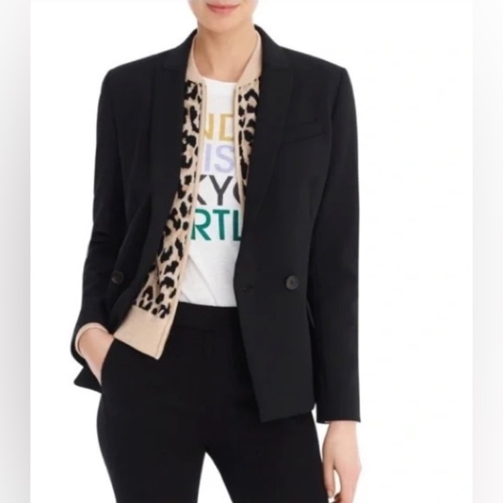 J. Crew Dover double breasted blazer in four season stretch. Black. Size 12.